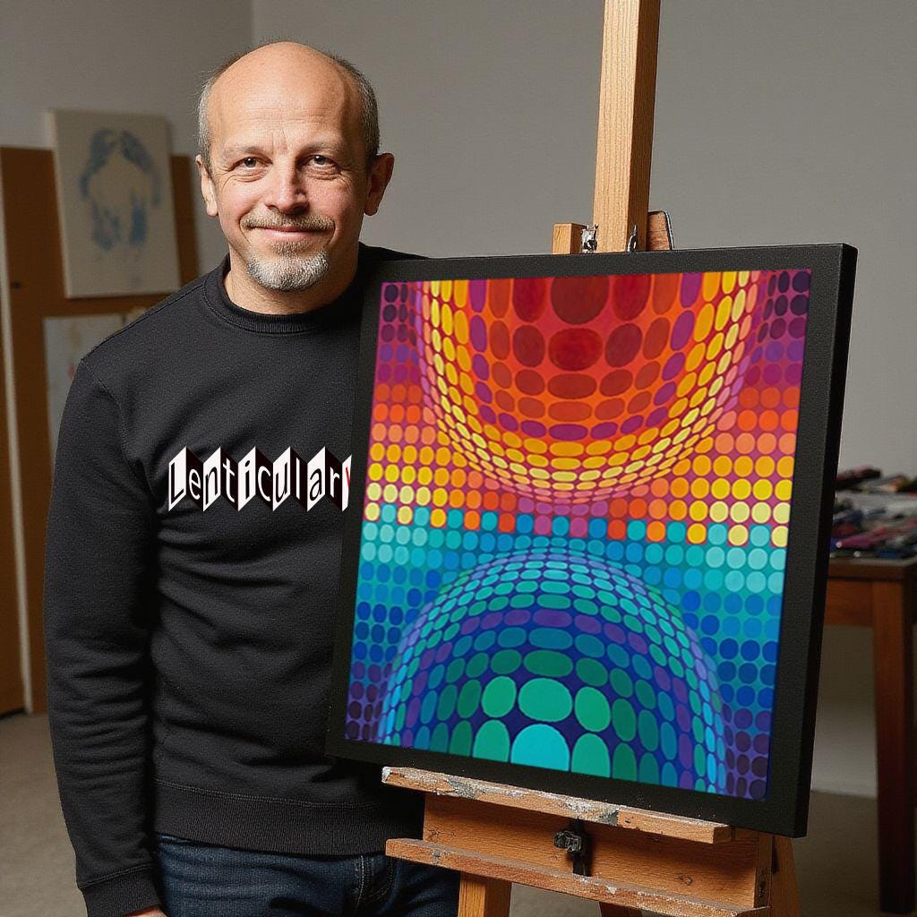 Geometric Lenticular Agamograph Art - “Orbital Shift”